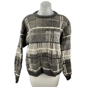 Old Glory Women's Multicolor Wool Plaid Long Sleeve Sweatshirt Sweater Top Sz XL